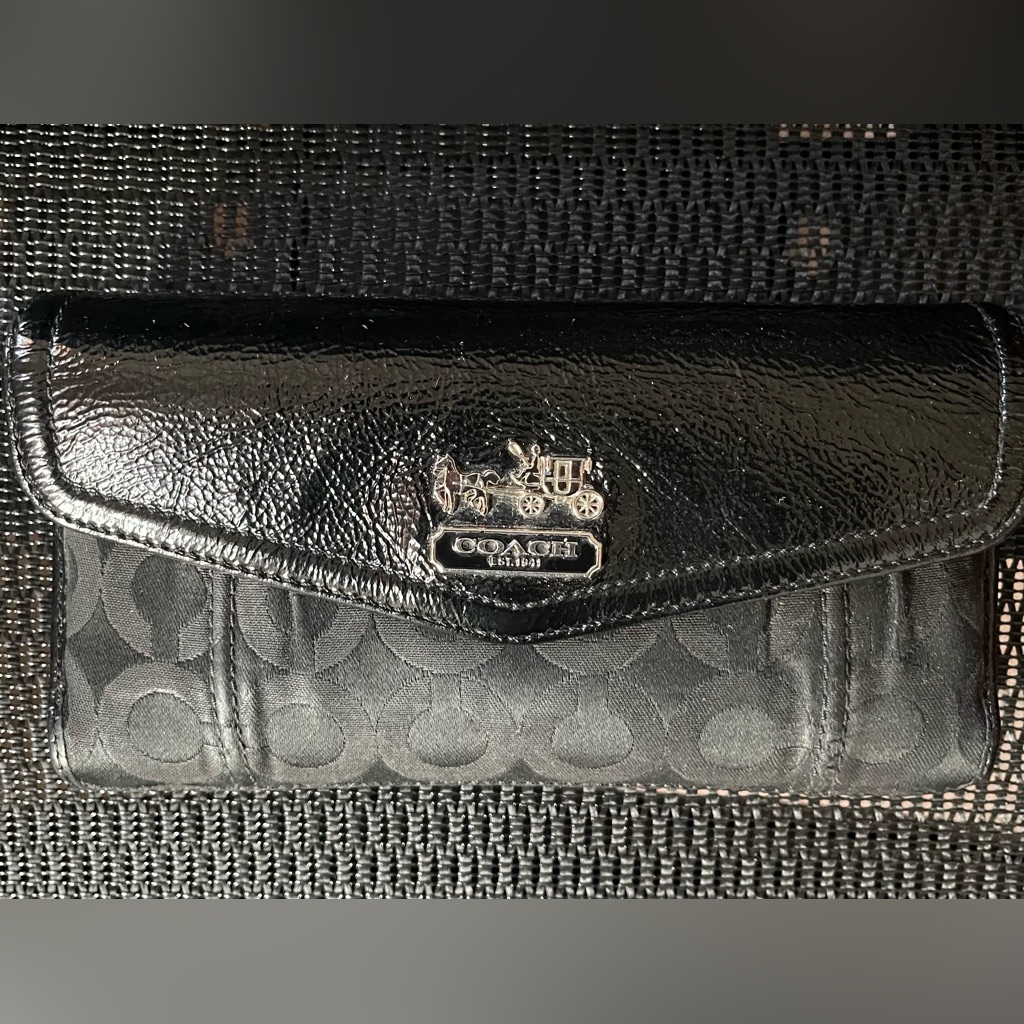Guc Condition: Black Leather Canvas Coach Wallet